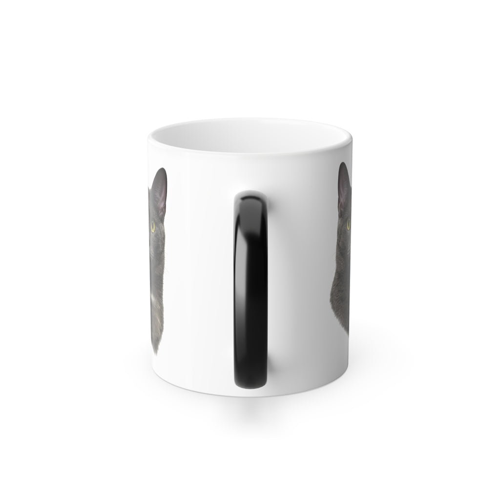 Color-Changing Unstoppable Heart Cat Mug — "Be Unstoppable" 11oz Morphing Coffee Cup featuring Stormy Cat