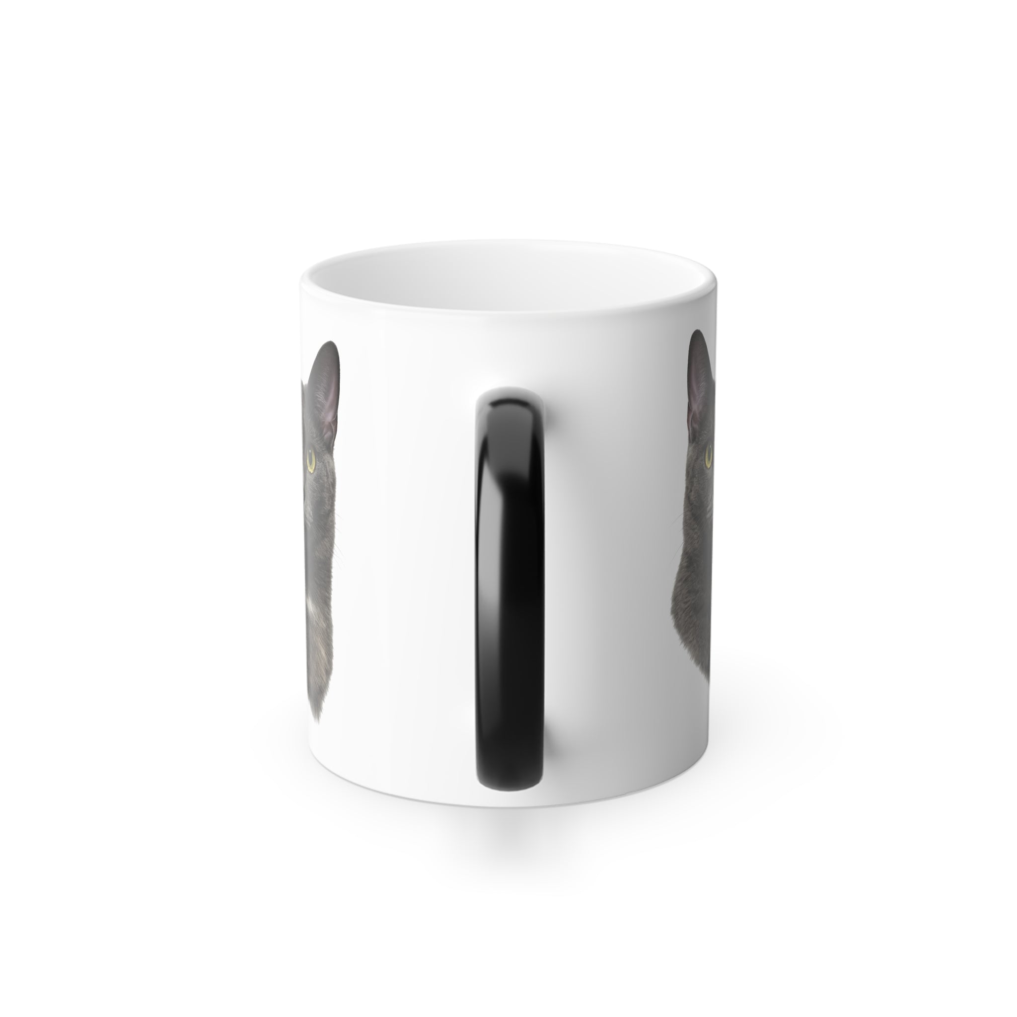 Color-Changing Unstoppable Heart Cat Mug — "Be Unstoppable" 11oz Morphing Coffee Cup featuring Stormy Cat